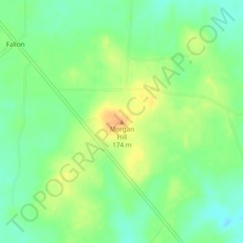 Mappa topografica Morgan Hill, altitudine, rilievo