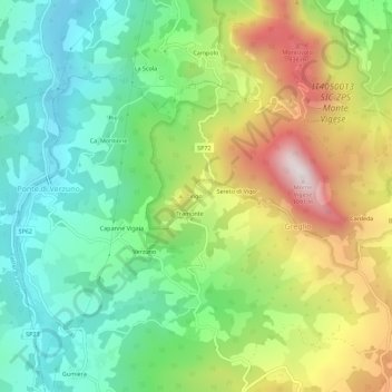 Mappa topografica Vigo, altitudine, rilievo