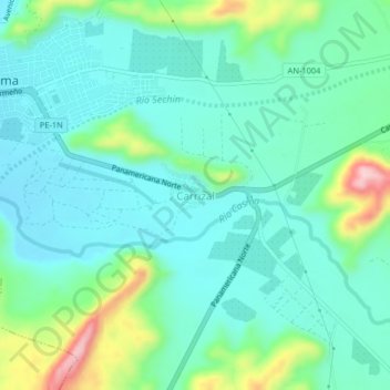 Mappa topografica Carrizal, altitudine, rilievo