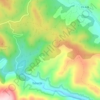 Mappa topografica Hoya Alborachera, altitudine, rilievo