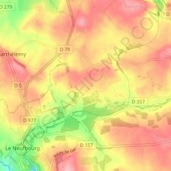 Mappa topografica beauvallon, altitudine, rilievo