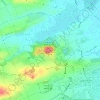 Mappa topografica Cannington Fort, altitudine, rilievo