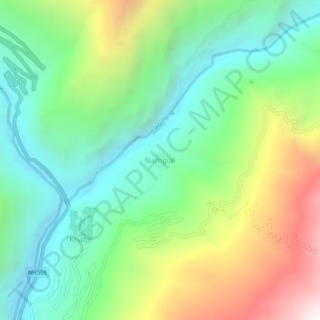 Mappa topografica Namgial, altitudine, rilievo