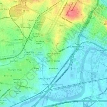 Mappa topografica Cleland Heights, altitudine, rilievo