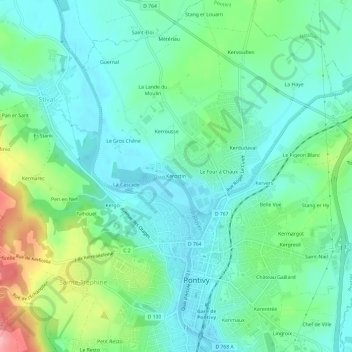 Mappa topografica Kerostin, altitudine, rilievo