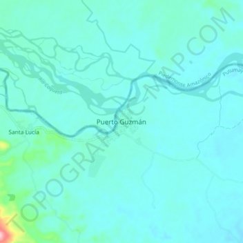 Mappa topografica Puerto Guzmán, altitudine, rilievo