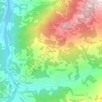 Mappa topografica Groppazzolo, altitudine, rilievo