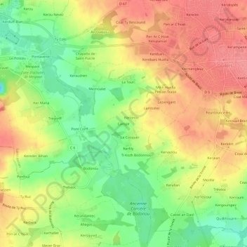 Mappa topografica Campir, altitudine, rilievo