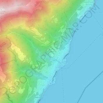 Mappa topografica Gadero, altitudine, rilievo