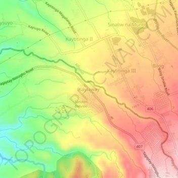 Mappa topografica Kaylaway, altitudine, rilievo
