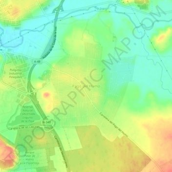 Mappa topografica Pago del Humo, altitudine, rilievo