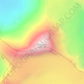 Mappa topografica Indrasan, altitudine, rilievo