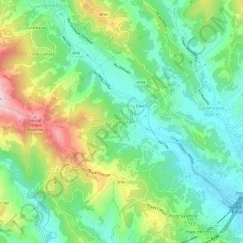 Mappa topografica Torrazza, altitudine, rilievo
