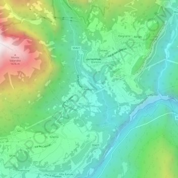 Mappa topografica Andogno, altitudine, rilievo