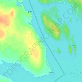 Mappa topografica Homestead, altitudine, rilievo