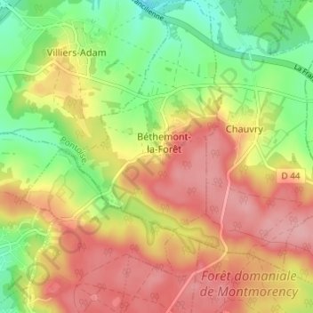 Mappa topografica Le Montaugland, altitudine, rilievo