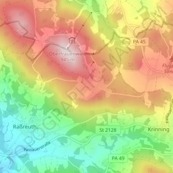 Mappa topografica Geiersberg, altitudine, rilievo