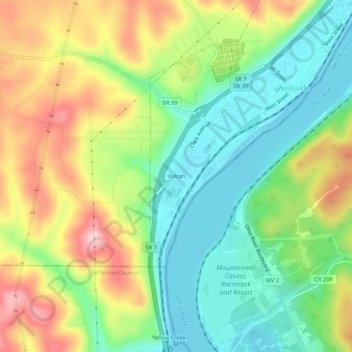 Mappa topografica Vulcan, altitudine, rilievo