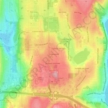 Mappa topografica Robinswood, altitudine, rilievo