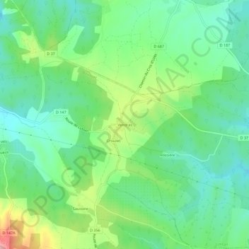 Mappa topografica Vendras, altitudine, rilievo