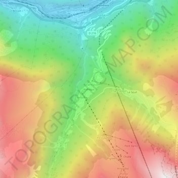 Mappa topografica Valfréjus, altitudine, rilievo