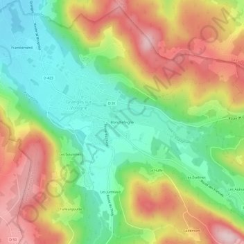 Mappa topografica Blanchefeigne, altitudine, rilievo