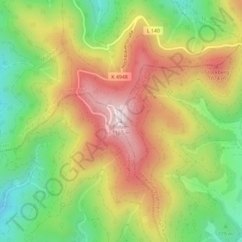 Mappa topografica Blauen, altitudine, rilievo