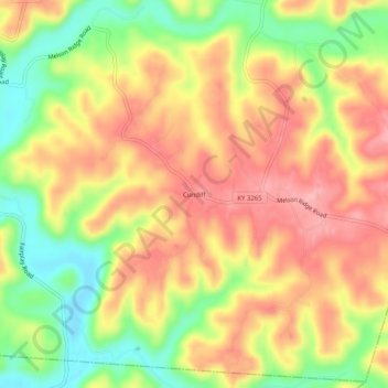 Mappa topografica Cundiff, altitudine, rilievo