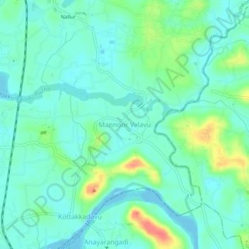Mappa topografica Mannoor Valavu, altitudine, rilievo