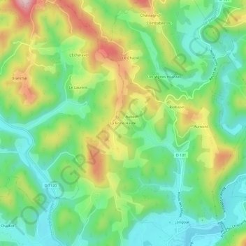 Mappa topografica La Borie Haute, altitudine, rilievo