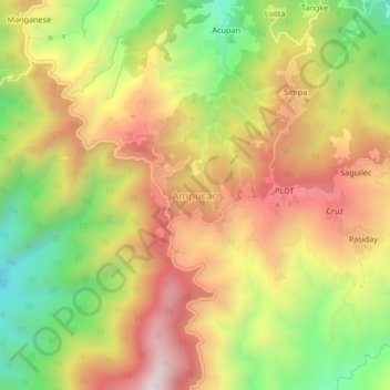 Mappa topografica Ampucao, altitudine, rilievo