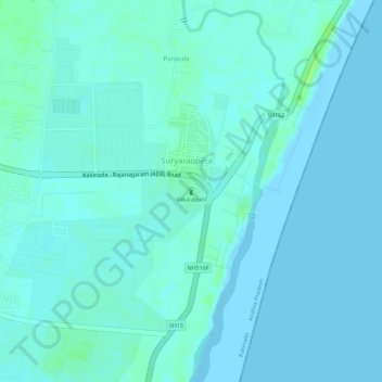 Mappa topografica Vakalapudi, altitudine, rilievo