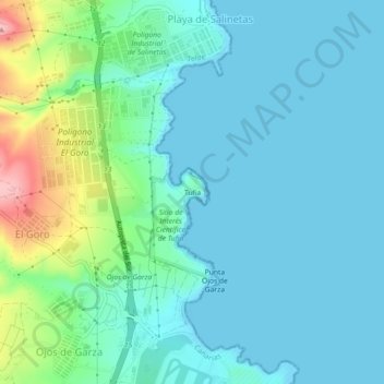 Mappa topografica Tufia, altitudine, rilievo