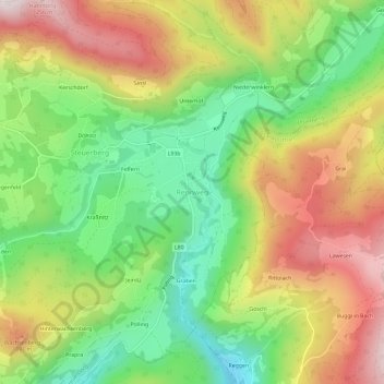 Mappa topografica Rennweg, altitudine, rilievo