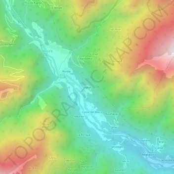 Mappa topografica Vignal, altitudine, rilievo