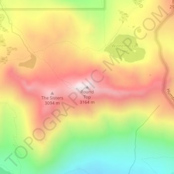 Mappa topografica Round Top, altitudine, rilievo