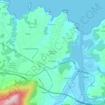 Mappa topografica Mohías, altitudine, rilievo