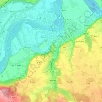 Mappa topografica Haag, altitudine, rilievo
