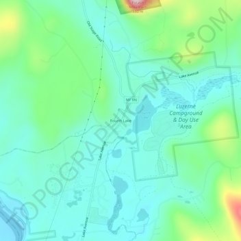 Mappa topografica Fourth Lake, altitudine, rilievo