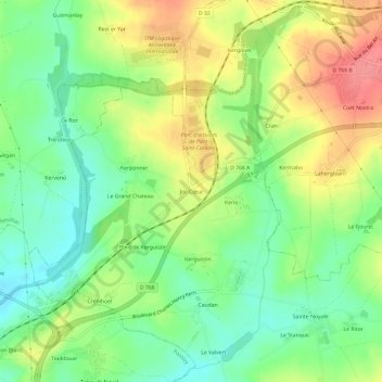 Mappa topografica Joli Cœur, altitudine, rilievo