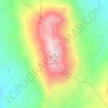 Mappa topografica Bakırlı Dağ, altitudine, rilievo