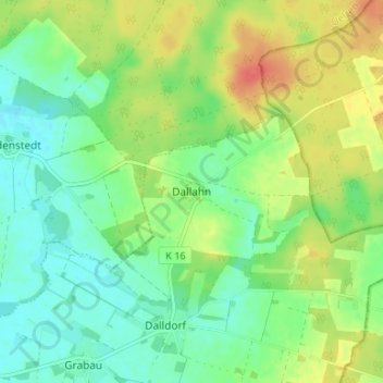 Mappa topografica Dallahn, altitudine, rilievo