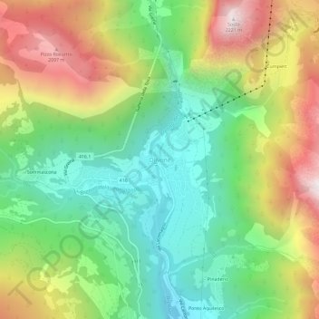 Mappa topografica Olivone, altitudine, rilievo