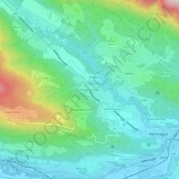 Mappa topografica Obermöschach, altitudine, rilievo