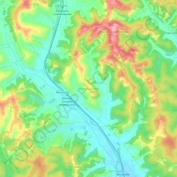 Mappa topografica Mombarone, altitudine, rilievo