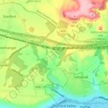 Mappa topografica Sandling, altitudine, rilievo