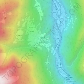 Mappa topografica Le Marteley, altitudine, rilievo