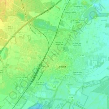 Mappa topografica Sand, altitudine, rilievo