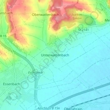 Mappa topografica Unterwattenbach, altitudine, rilievo