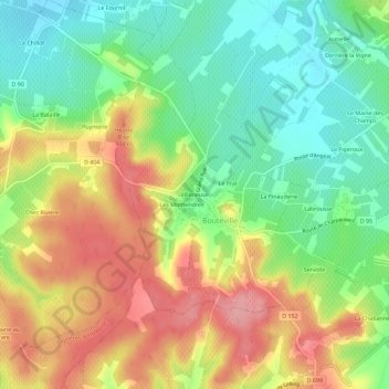 Mappa topografica Villeneuve, altitudine, rilievo
